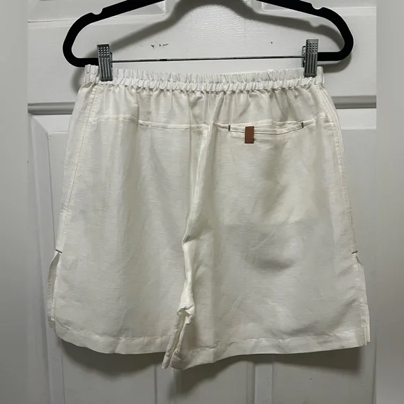 Lunya Good in Bed Woven Linen Blend Women's White Shorts Size S - Picture 2 of 4